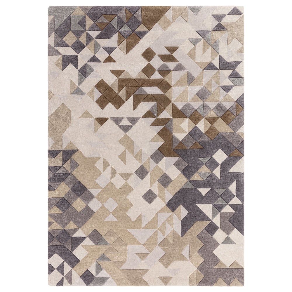 Enigma Modern Carved 3D Wool Rugs in Grey Multi